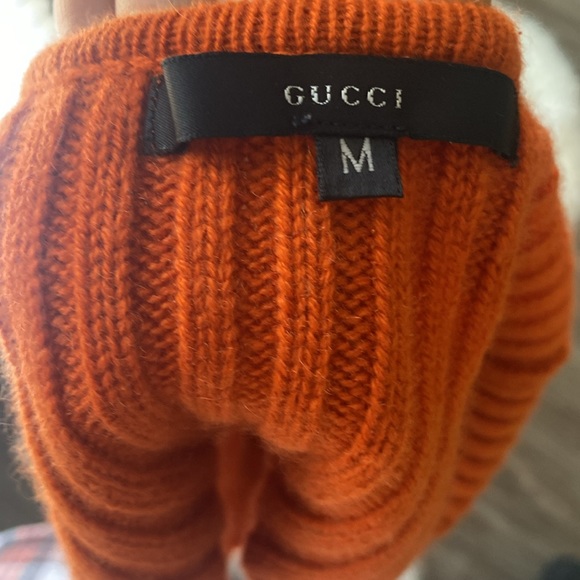 GUCCI Authentic 1990s Gucci-Tom Ford Burnt Orange Cashmere Backless Turtleneck - Picture 5 of 7